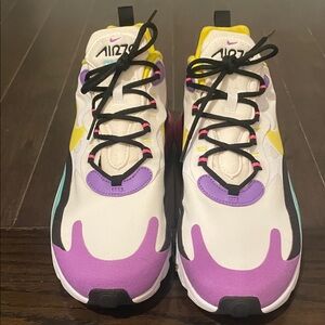 Nike Air Max 270 React- White, Purple, Yellow
